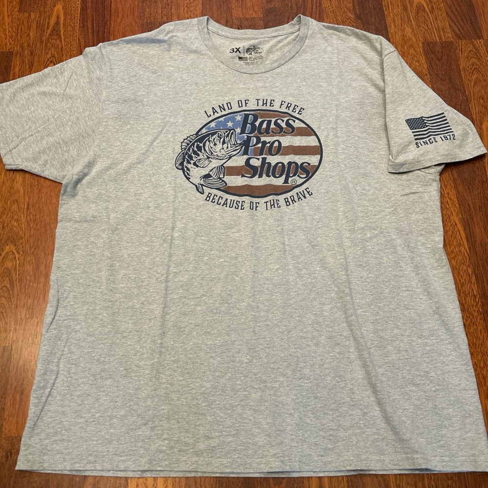 Patriotic Bass Pro Shops Fishing Tshirt Size 3XL American Flag Graphic